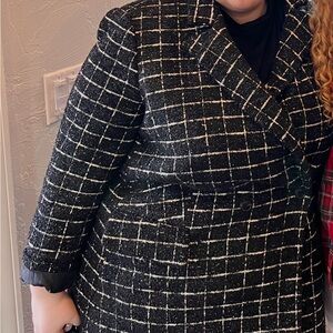 Elegant Black and White Checkered Blazer